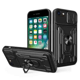 For iPhone SE 2022 / SE 2020 / 8 / 7 Sliding Camshield Card Phone Case(Black)