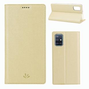For Galaxy A51 ViLi Magnet Horizontal Flip Shockproof TPU + PU Leather Protective Case  Card Slot & Holder(Champaign Gold)