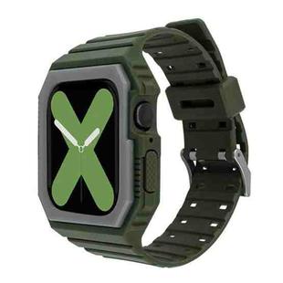 Two-color Integrated Watch Band For Apple Watch Series 8&7 41mm / SE 2&6&SE&5&4 40mm / 3&2&1 38mm(Army Green Grey)