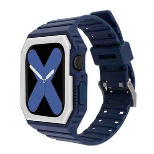 Two-color Integrated Watch Band For Apple Watch Series 8&7 41mm / SE 2&6&SE&5&4 40mm / 3&2&1 38mm(Blue White)