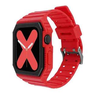 Two-color Integrated Watch Band For Apple Watch Series 8&7 41mm / SE 2&6&SE&5&4 40mm / 3&2&1 38mm(Red Black)