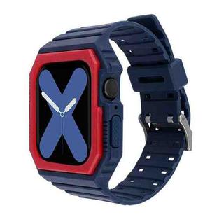 Two-color Integrated Watch Band For Apple Watch Series 8&7 45mm / SE 2&6&SE&5&4 44mm / 3&2&1 42mm(Blue Red)