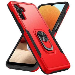 For Samsung Galaxy A13 5G Pioneer Armor Heavy Duty PC + TPU Holder Phone Case(Red + Black)