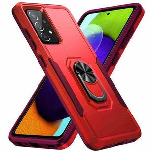 For Samsung Galaxy A52 5G / 4G Pioneer Armor Heavy Duty PC + TPU Holder Phone Case(Red)