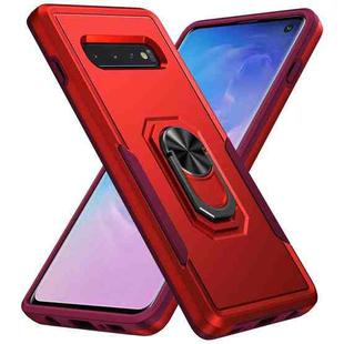 For Samsung Galaxy S10 Pioneer Armor Heavy Duty PC + TPU Holder Phone Case(Red)