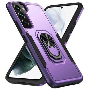 For Samsung Galaxy S22 5G Pioneer Armor Heavy Duty PC + TPU Holder Phone Case(Purple + Black)