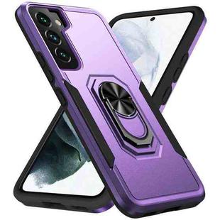 For Samsung Galaxy S22+ 5G Pioneer Armor Heavy Duty PC + TPU Holder Phone Case(Purple + Black)