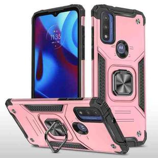 For Motorola Moto G Pure Magnetic Armor TPU + PC Holder Phone Case(Rose Gold)