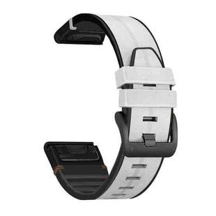 For Garmin Fenix 7 Silicone + Leather Quick Release Watch Band(Light Grey)