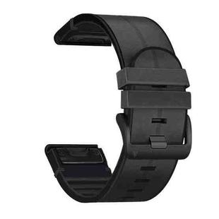 For Garmin Fenix 7X Silicone + Leather Quick Release Watch Band(Black)