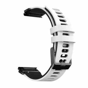 For Garmin Fenix 7 Two-color Silicone Quick Release Watch Band(White Black)