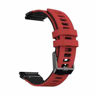 For Garmin Fenix 7 Two-color Silicone Quick Release Watch Band(Red Black)