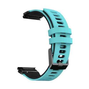 For Garmin Fenix 7 Two-color Silicone Quick Release Watch Band(Mint Green Black)