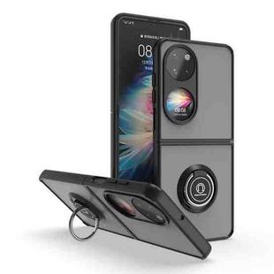 For Huawei P50 Pocket Q Shadow I Ring Kickstand PC and TPU Hybrid Phone Case(Black)