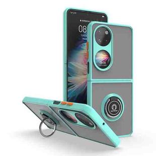 For Huawei P50 Pocket Q Shadow I Ring Kickstand PC and TPU Hybrid Phone Case(Sky Blue)