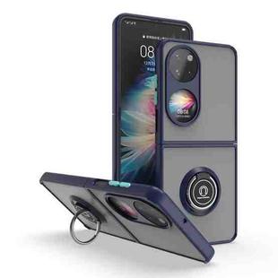 For Huawei P50 Pocket Q Shadow I Ring Kickstand PC and TPU Hybrid Phone Case(Royal blue)