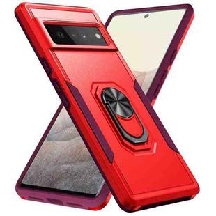 For Google Pixel 6 Pro Pioneer Armor Heavy Duty PC + TPU Holder Phone Case(Red)