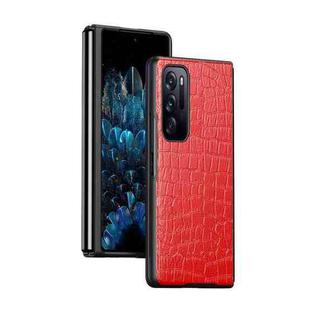 For OPPO Find N Folding Crocodile Texture Leather Phone Case(Red)