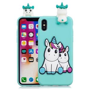 For iPhone XS / X 3D Cartoon Pattern Shockproof TPU Protective Case(Couple Unicorn)