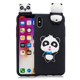 For iPhone XS / X 3D Cartoon Pattern Shockproof TPU Protective Case(Blue Bow Panda)