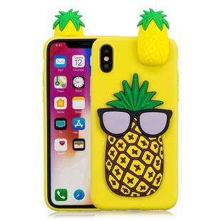 For iPhone XS Max 3D Cartoon Pattern Shockproof TPU Protective Case(Big Pineapple)