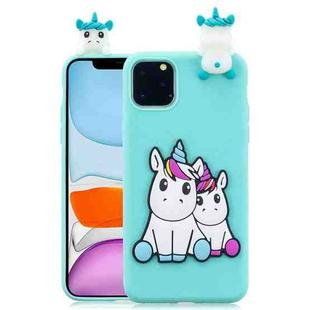 For iPhone 11 3D Cartoon Pattern Shockproof TPU Protective Case(Couple Unicorn)