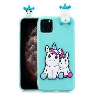 For iPhone 11 Pro Max 3D Cartoon Pattern Shockproof TPU Protective Case(Couple Unicorn)