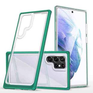 For Samsung Galaxy S22 Ultra 5G Clear Acrylic+PC+TPU Shockproof Phone Case(Dark Green)