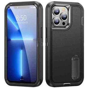 3 in 1 Rugged Holder Phone Case For iPhone 11(Black + Black)