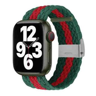 Vertical Texture Braided Watch Band For Apple Watch Series 8&7 41mm / SE 2&6&SE&5&4 40mm / 3&2&1 38mm(Green Red)