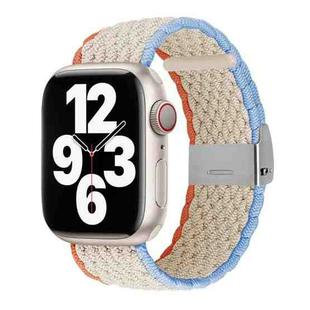 Vertical Texture Braided Watch Band For Apple Watch Series 8&7 41mm / SE 2&6&SE&5&4 40mm / 3&2&1 38mm(Orange White Blue)