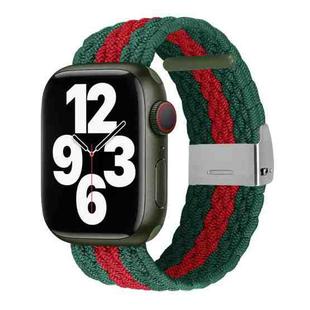 Vertical Texture Braided Watch Band For Apple Watch Ultra 49mm / Series 8&7 45mm / SE 2&6&SE&5&4 44mm / 3&2&1 42mm(Green Red)