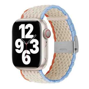 Vertical Texture Braided Watch Band For Apple Watch Ultra 49mm / Series 8&7 45mm / SE 2&6&SE&5&4 44mm / 3&2&1 42mm(Orange White Blue)