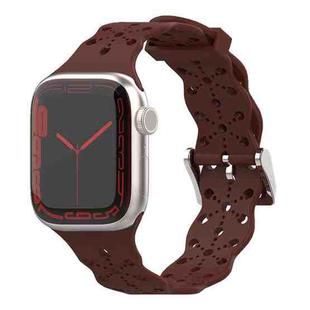 Lace Silicone Watch Band For Apple Watch Series 8&7 41mm / SE 2&6&SE&5&4 40mm / 3&2&1 38mm(Wine Red)