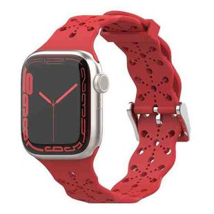 Lace Silicone Watch Band For Apple Watch Series 8&7 41mm / SE 2&6&SE&5&4 40mm / 3&2&1 38mm(Rose Red)