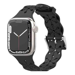 Lace Silicone Watch Band For Apple Watch Series 8&7 41mm / SE 2&6&SE&5&4 40mm / 3&2&1 38mm(Black)