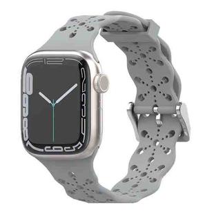 Lace Silicone Watch Band For Apple Watch Series 8&7 41mm / SE 2&6&SE&5&4 40mm / 3&2&1 38mm(Cloudy Grey)