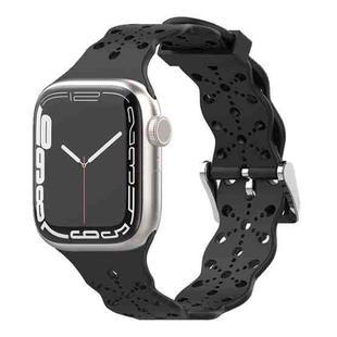 Lace Silicone Watch Band For Apple Watch Ultra 49mm / Series 8&7 45mm / SE 2&6&SE&5&4 44mm / 3&2&1 42mm(Black)