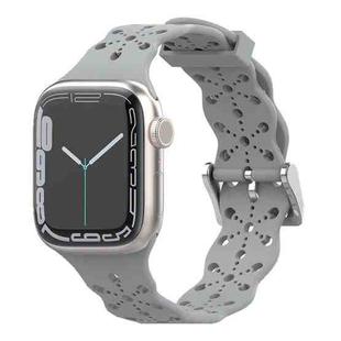 Lace Silicone Watch Band For Apple Watch Ultra 49mm / Series 8&7 45mm / SE 2&6&SE&5&4 44mm / 3&2&1 42mm(Cloudy Grey)