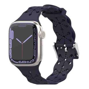 Lace Silicone Watch Band For Apple Watch Ultra 49mm / Series 8&7 45mm / SE 2&6&SE&5&4 44mm / 3&2&1 42mm(Midnight Blue)