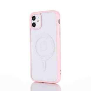 2 in 1 Colorful Frame Transparent Magnetic Phone Case For iPhone 12 / 12 Pro(Pink)