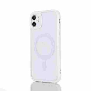 2 in 1 Colorful Frame Transparent Magnetic Phone Case For iPhone 11(White)