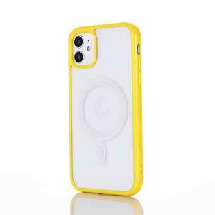 2 in 1 Colorful Frame Transparent Magnetic Phone Case For iPhone 11(Yellow)