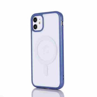 2 in 1 Colorful Frame Transparent Magnetic Phone Case For iPhone 11 Pro Max(Blue)