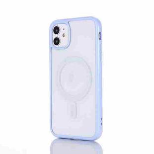 2 in 1 Colorful Frame Transparent Magnetic Phone Case For iPhone 11 Pro Max(Light Blue)