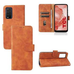 For TCL 205 Skin Feel Magnetic Buckle Leather Phone Case(Brown)