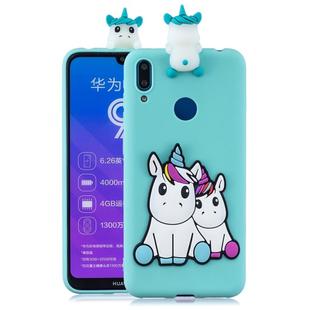 For Huawei Y7 2019 3D Cartoon Pattern Shockproof TPU Protective Case(Couple Unicorn)