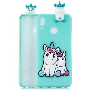 For Huawei Y9 2019 3D Cartoon Pattern Shockproof TPU Protective Case(Couple Unicorn)