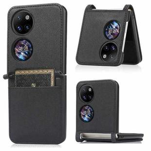 For Huawei P50 Pocket Lambskin Texture Card Folding Phone Case(Black)