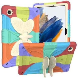 For Samsung Galaxy Tab A8 10.5 2021 Beige PC + Silicone Holder Tablet Case(Colorful Red)